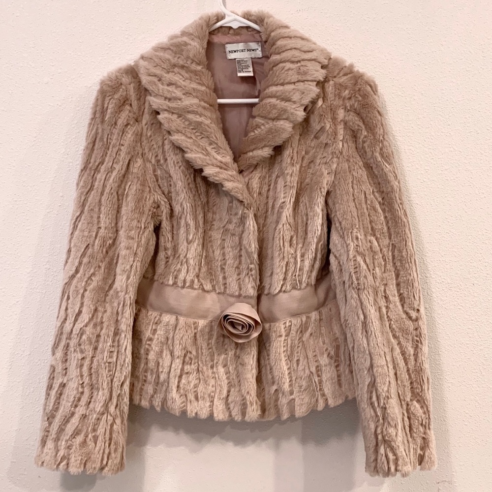 Newport News Blush/Nude Faux Fur Jacket